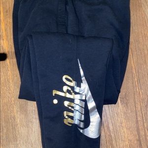 Nike Black Sweatpants with Gold/Silver Monogram